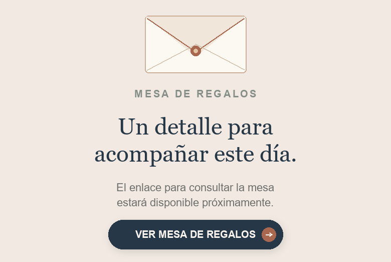 Mesa de regalos. Un detalle para acompañar este día.